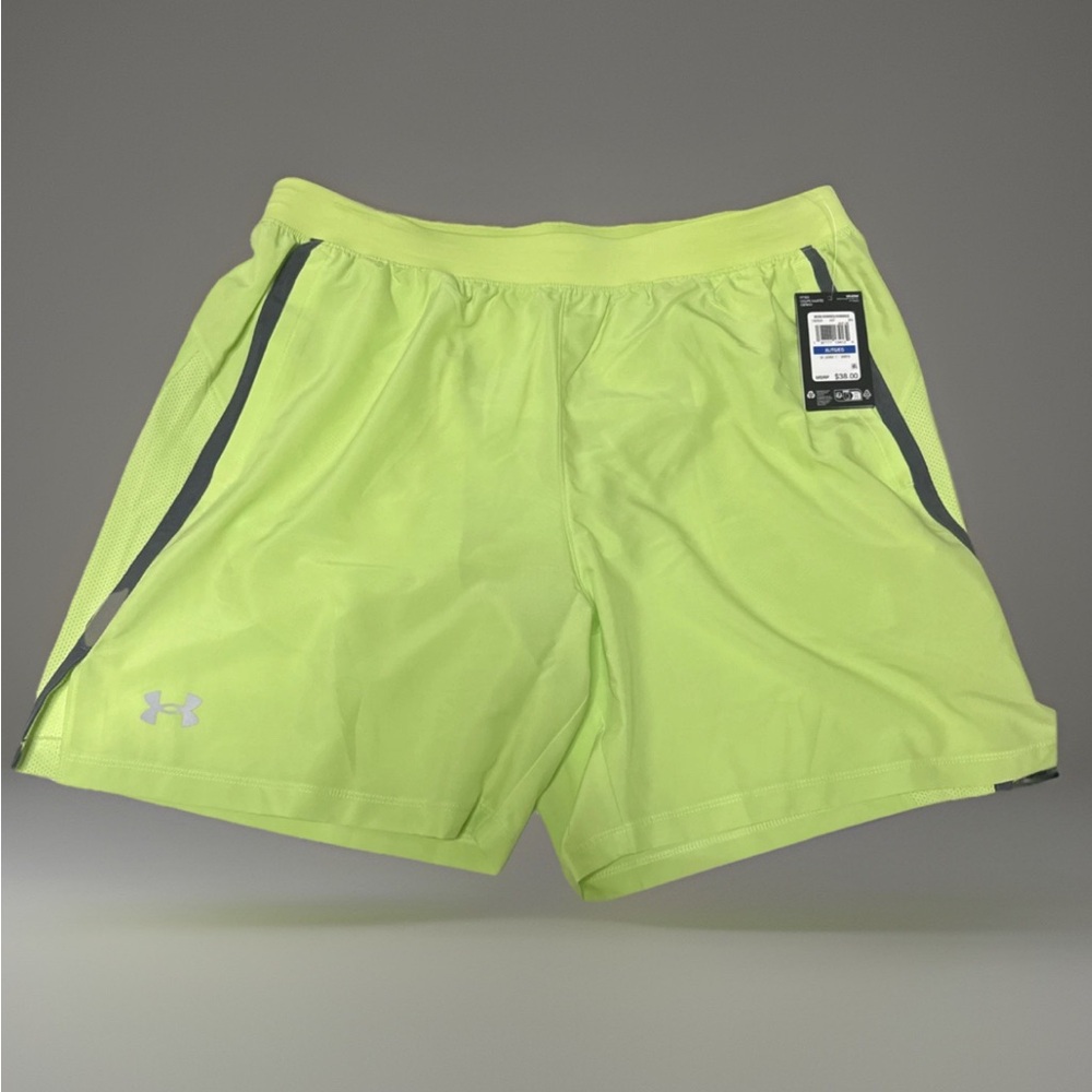 Under Armour UA  Running Shorts Men XL Volt Green Brief-Lined $38 (0989)